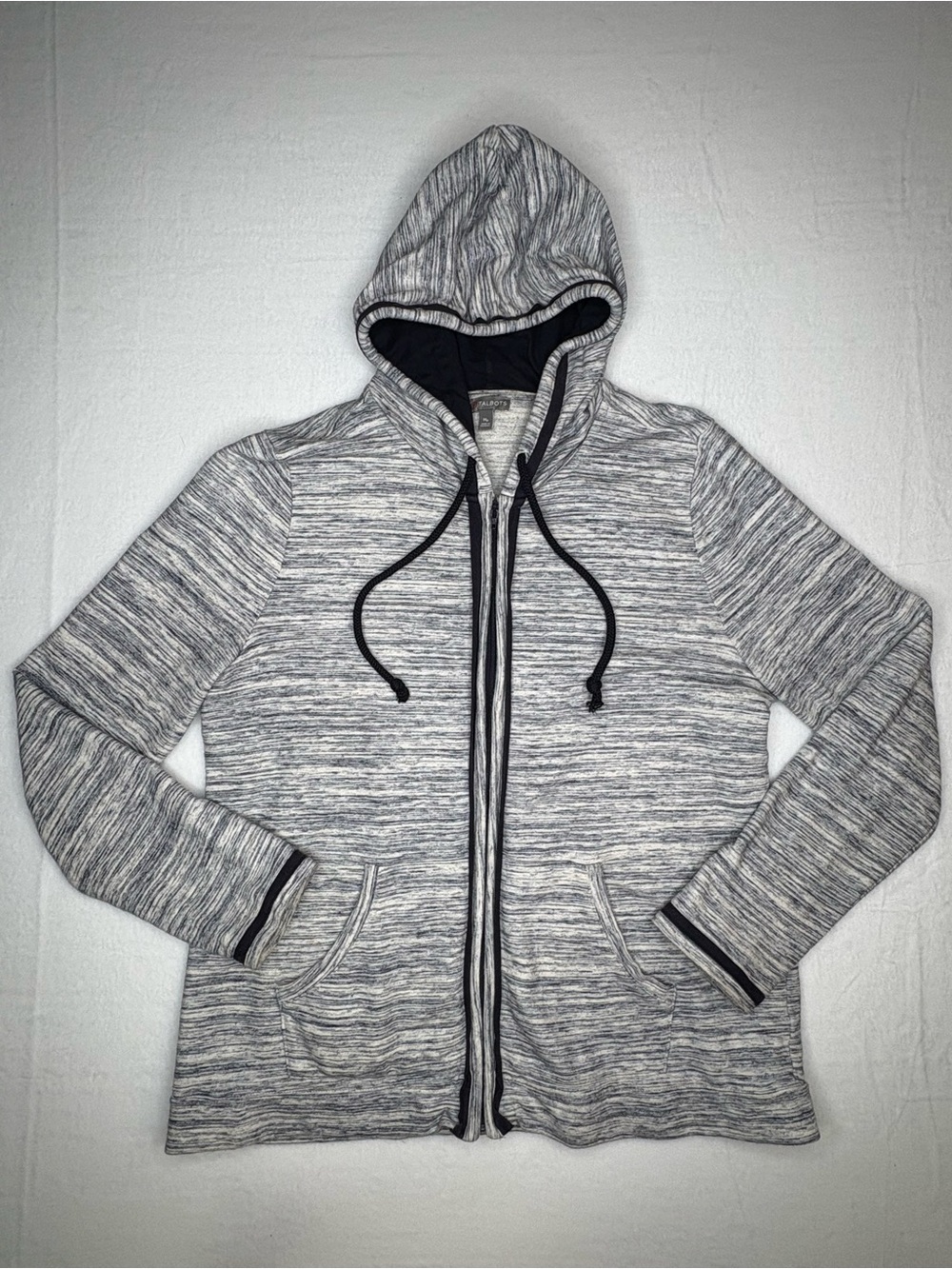 Talbots Men's Heathered Gray Zip-Up Hoodie Sweater